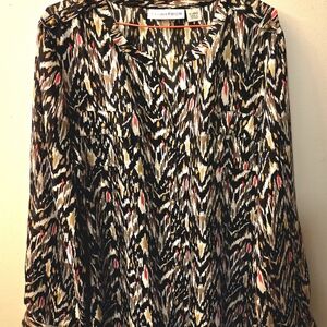 Sag Harbor Black and Brown Patterned Blouse